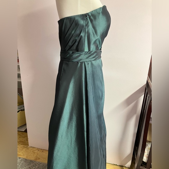Women’s Prom/Formal Gown/Dress, Sz 12, Dk Green, Ruched Bodice, Strapless - Picture 5 of 9